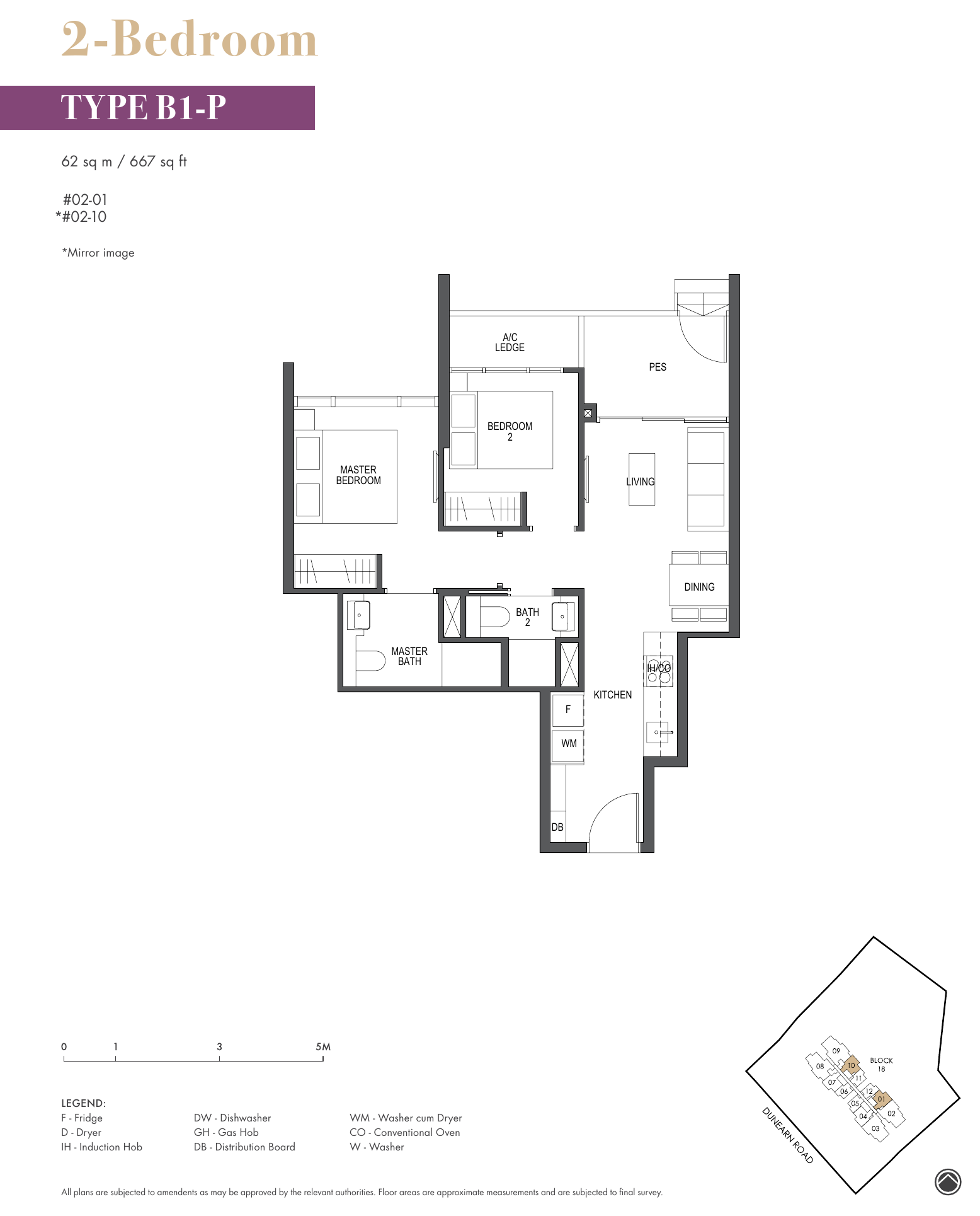 2-Bedroom with private enclosed space · Type B1-P · 667 sqft