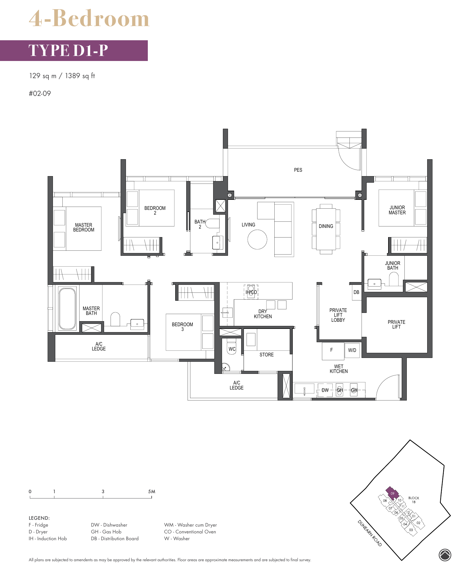 4-Bedroom with private enclosed space · Type D1-P · 1,389 sqft