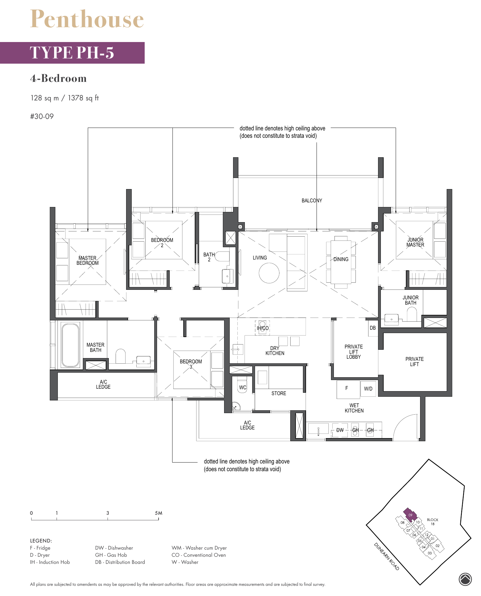 Penthouse 4-Bedroom · Type PH-5 · 1,378 sqft